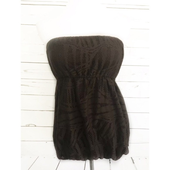 Vanity Small Tube Top Brown Strapless Boho - Picture 1 of 5